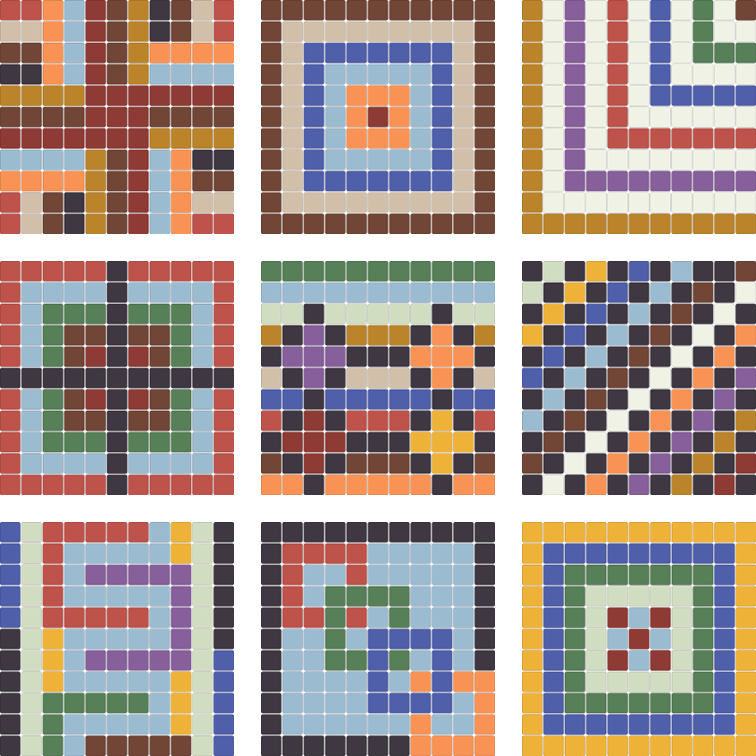 Projeto na Escola: Mosaicos digitais criados por alunos do Agrupamento no âmbito da Ofcina de Artes (7º e 8º anos), sob a orientação do professor Joaquim Cavaca.